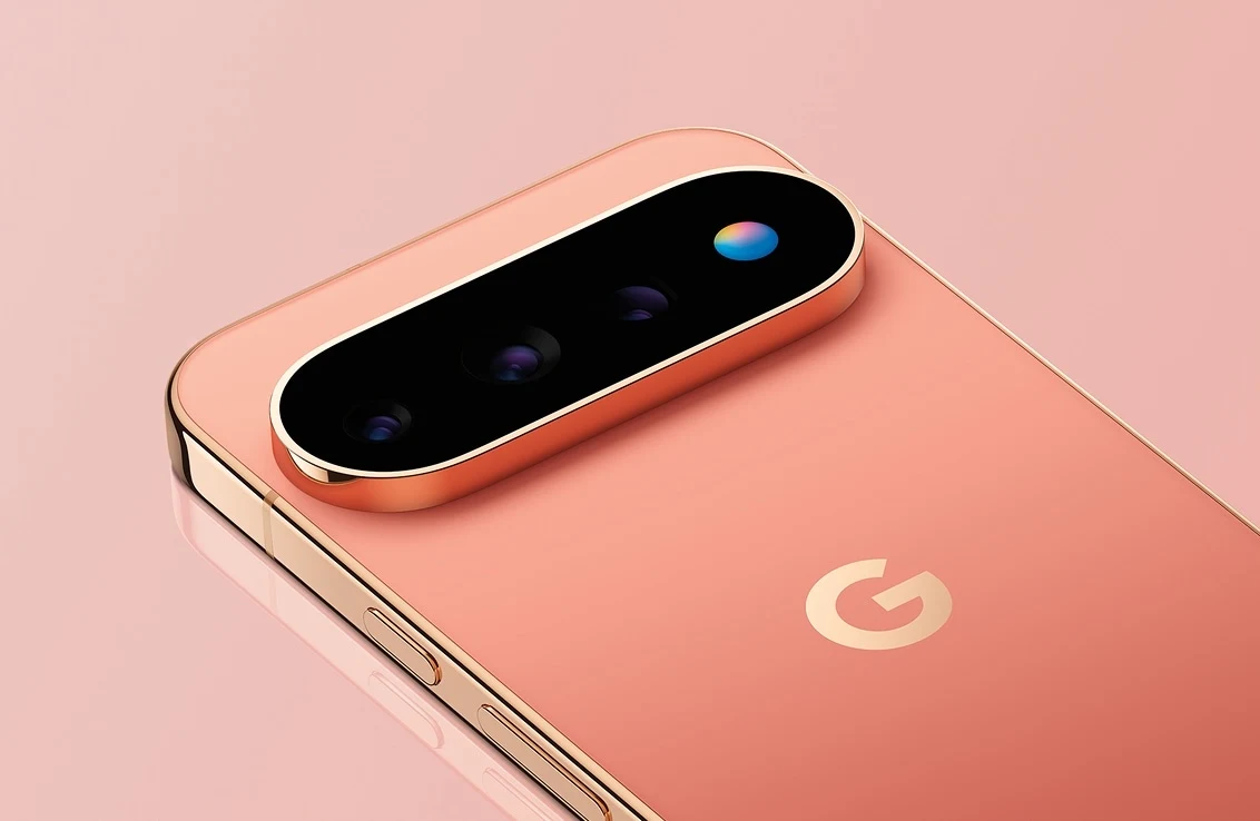 A Google Pixel 11 Pro in coral.