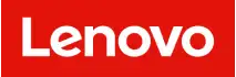 Lenovo logo in white text on a red background.