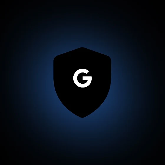 A dark shield icon with a white Google "G" logo.