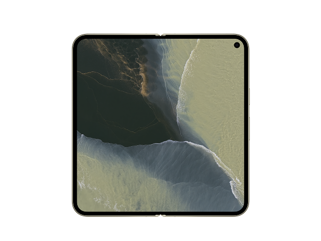 A front unfolded view of a Google Pixel 11 Pro Fold in Olive
