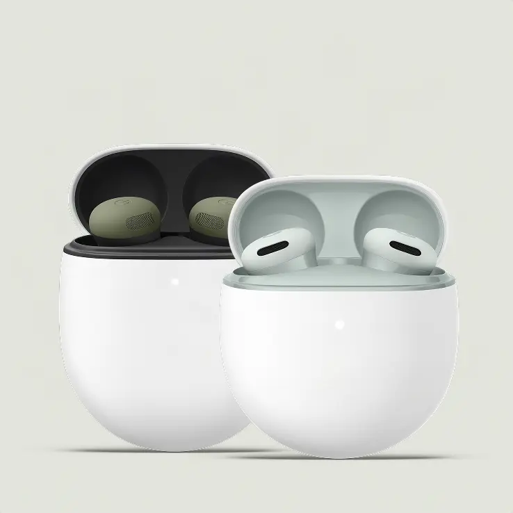 Pixel Buds in their case