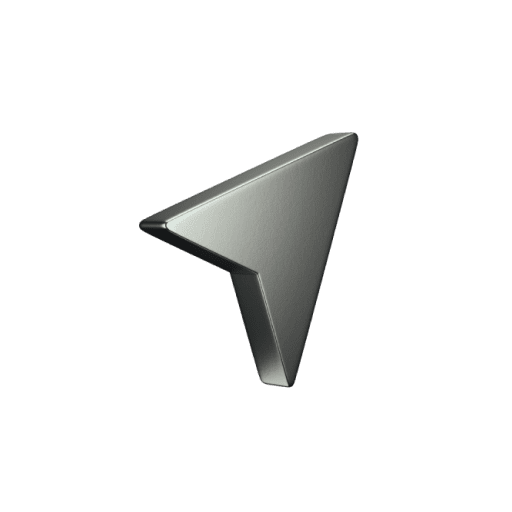 Metallic 3D navigation arrow icon, used to represent peer-to-peer (P2P) industry.