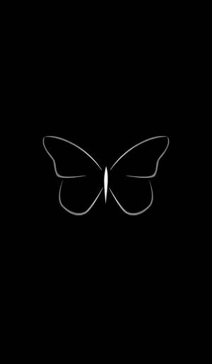 A white outlined butterfly on a black background. — Art Picture