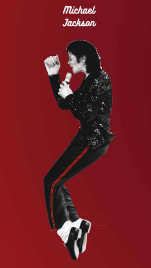 Michael Jackson performing in black sequined outfit against red background. — Singer Picture