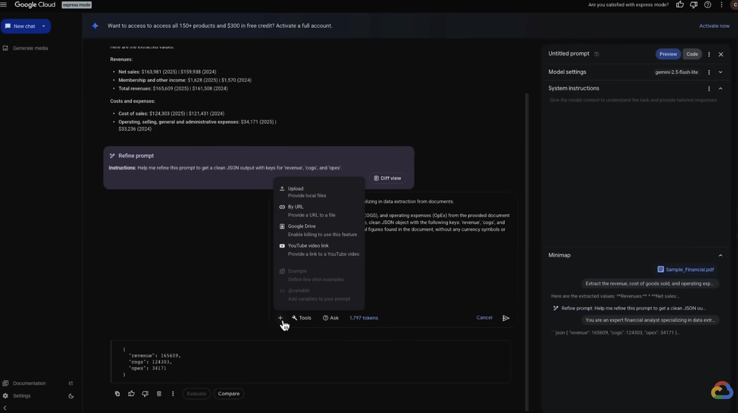 Screencast di Vertex AI Studio 