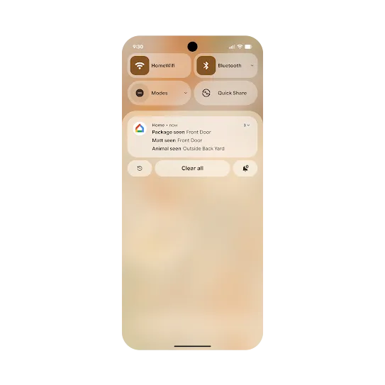 Three notifications from the Google Home app bundled together into a single card.