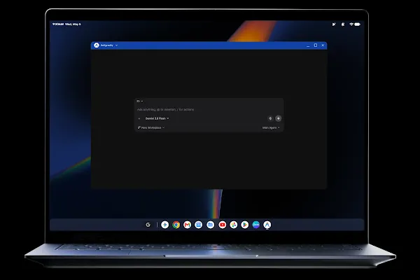 Googlebook displaying Antigravity, with an empty prompt ready for input.